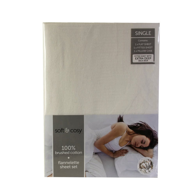 Lewis's Soft & Cosy Brushed Cotton Sheet Set - White