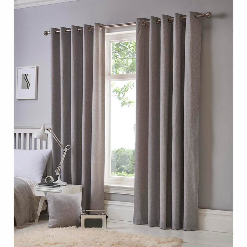 Sorbonne Lined Eyelet Curtains - Silver