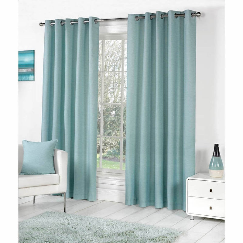 Sorbonne Lined Eyelet Curtains - Duckegg