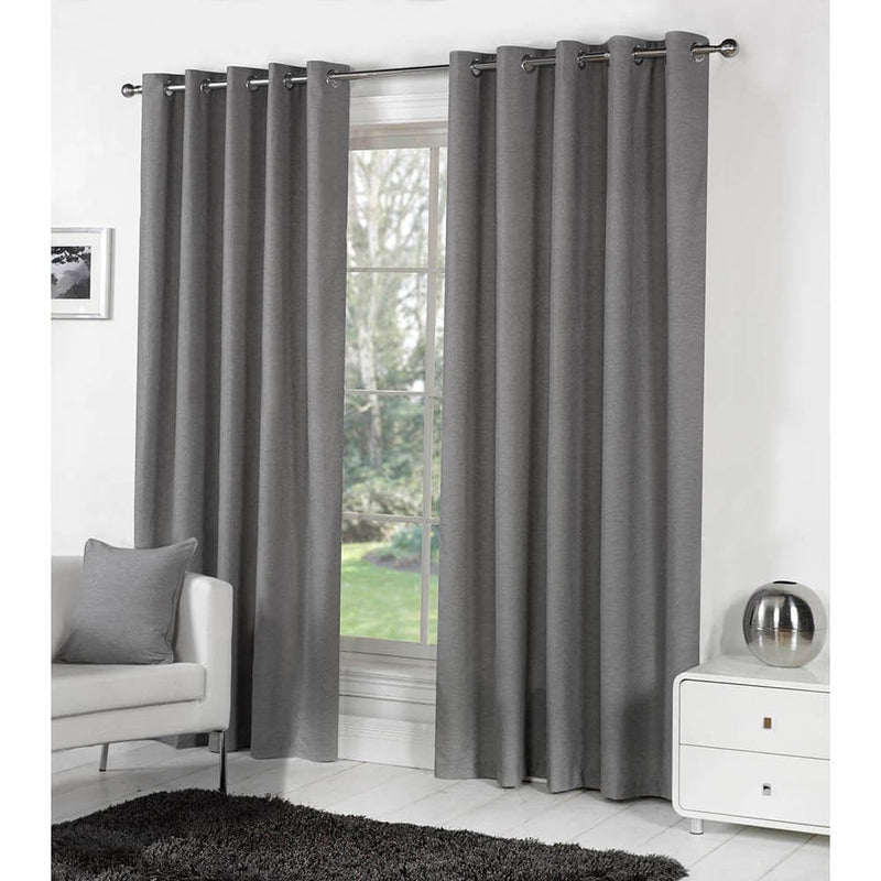 Sorbonne Lined Eyelet Curtains - Charcoal
