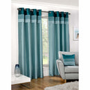 Seattle Faux Silk Lined Eyelet Curtains - Teal