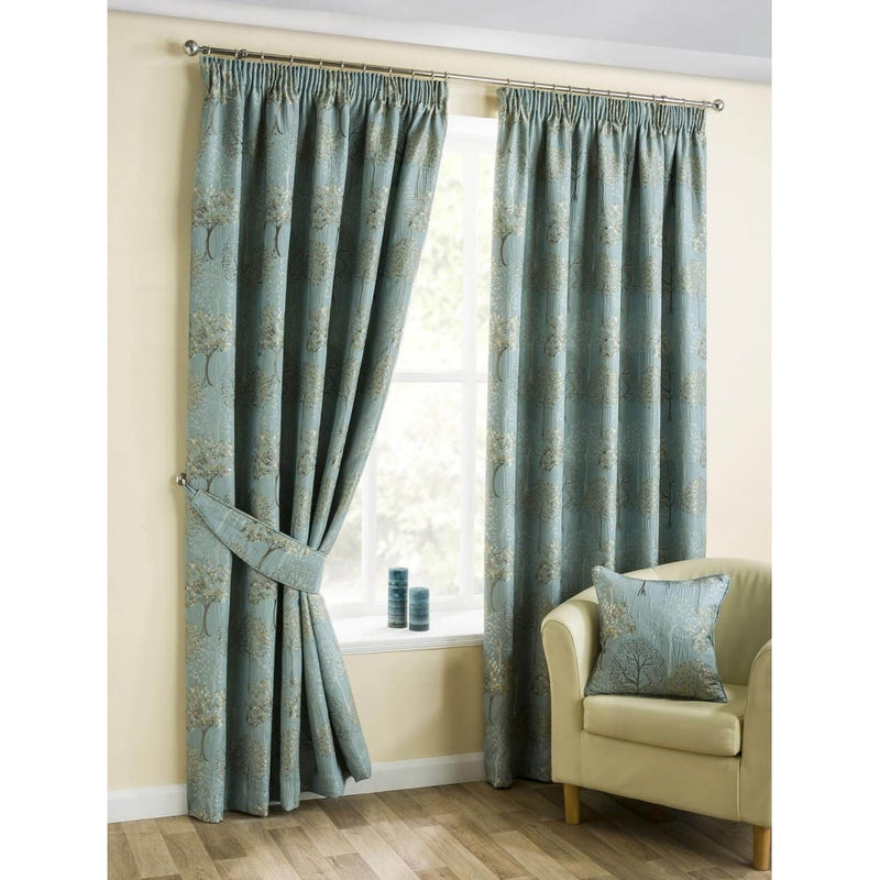 Daintree Tape Top Pencil Pleat Curtains - Duckegg