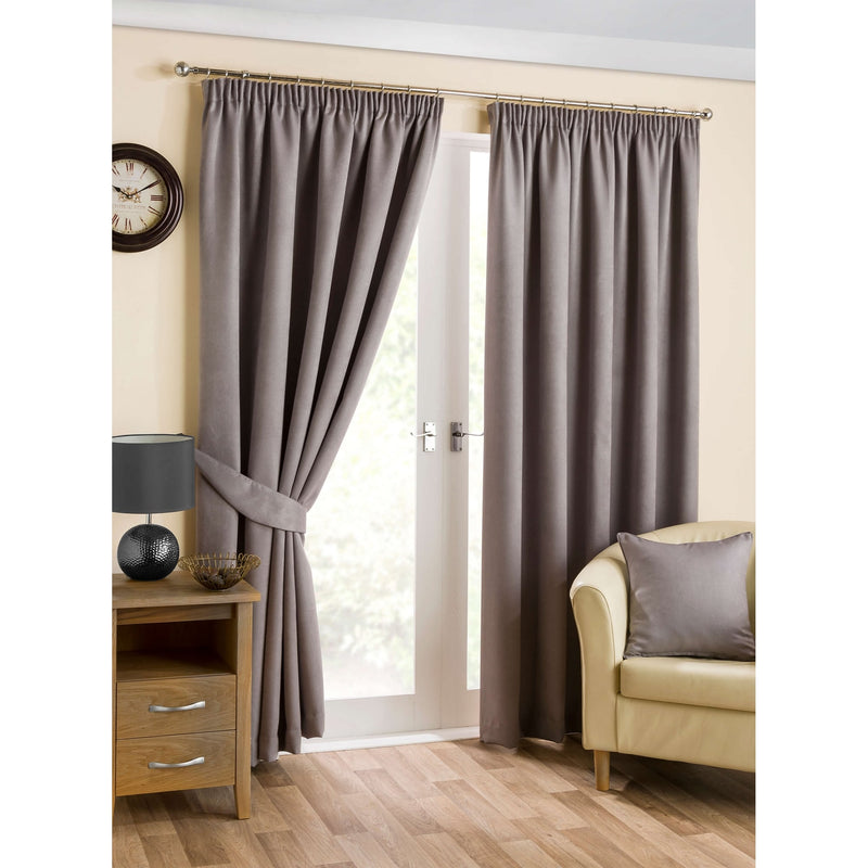 Bellerive Pewter Thermal Blackout Pencil Pleat Curtains