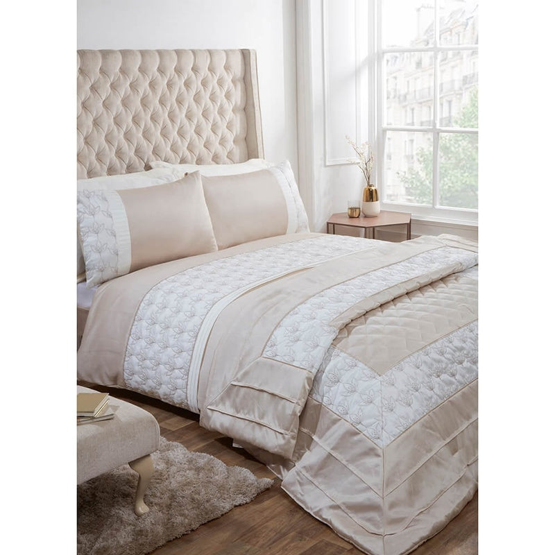 Lewis's Freya Luxury Embroidered Duvet Cover Set - Champagne