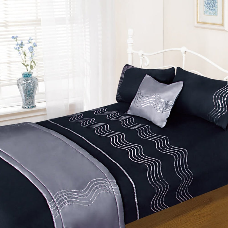Sparkle Complete Bedding Set - Black (Bed in a bag)
