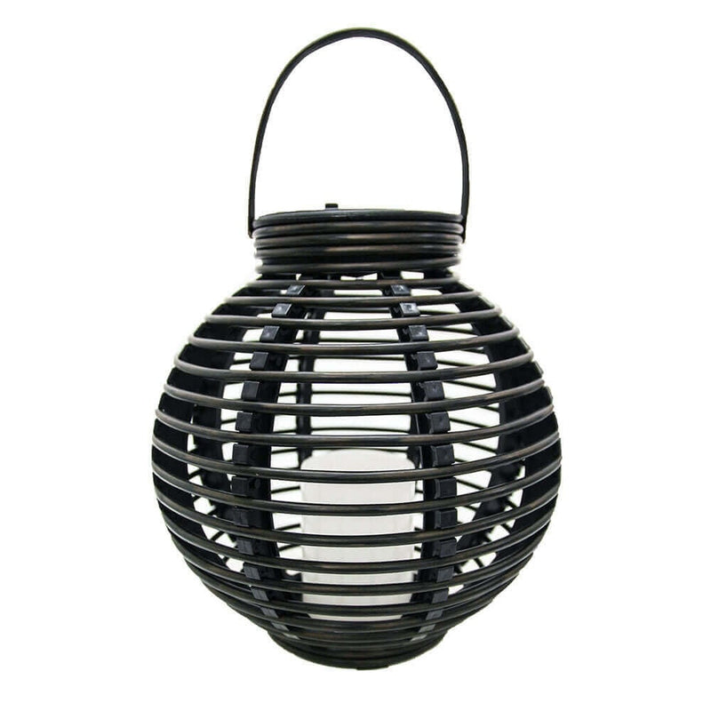 Silver & Stone Roma Solar Rattan Table Lantern - Brown