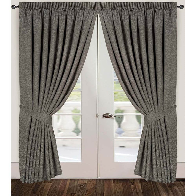 Windsor Jacquard Pencil Pleat Curtains - Grey