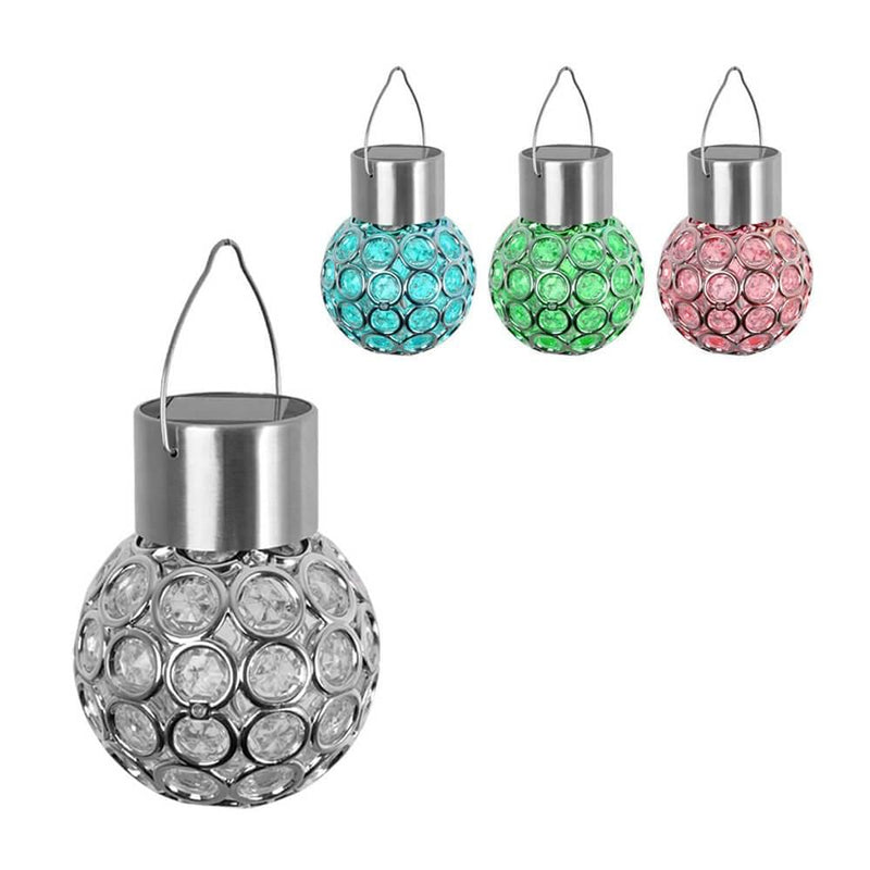 Silver & Stone Solar Hanging Light Moroccan Beaded Globe - Colour Changing