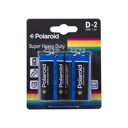 Polaroid Battery Size D x 2 Pack Heavy Duty