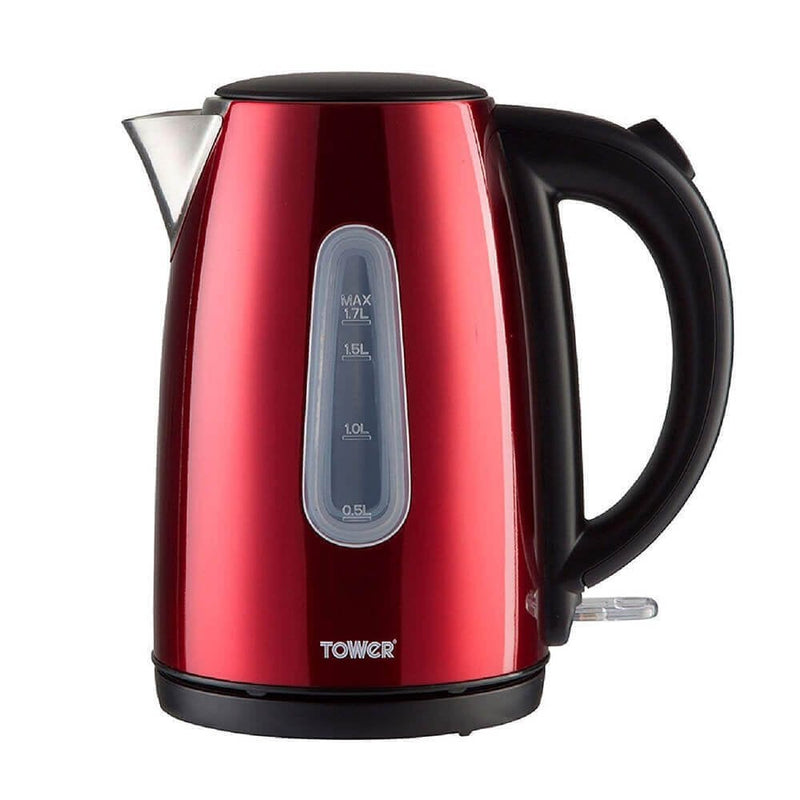 Tower 1.7L 3KW Stainless Steel Jug Kettle - Red