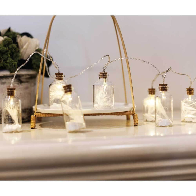 10 Feather in Glass Bottle Fairy Lights