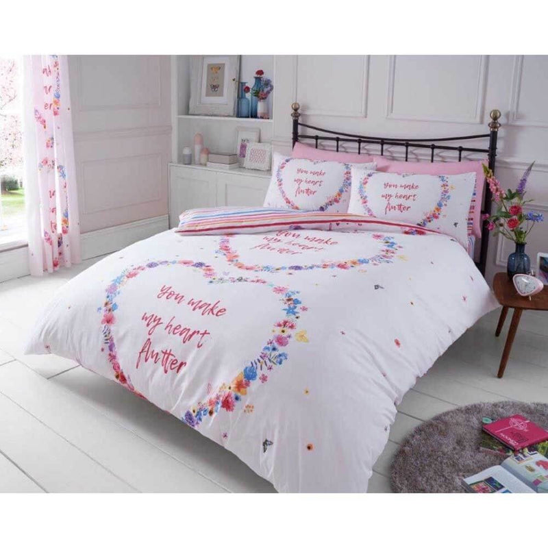 You Make My Heart Flutter Duvet Cover Bedding Set - Pink