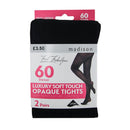 2 Pack 60 Denier Opaques Tights - Black