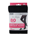 2 Pack 80 Denier Opaques Tights - Black