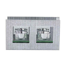 Stripe Glitter Tealight Holder Silver