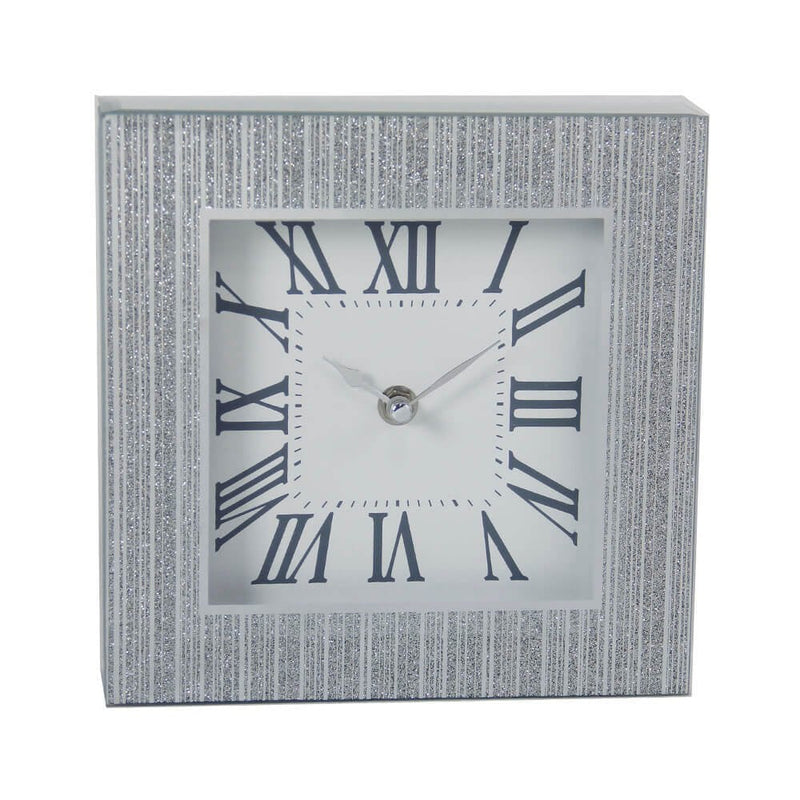 Stripe Glitter Glass Clock Large 20x20cm
