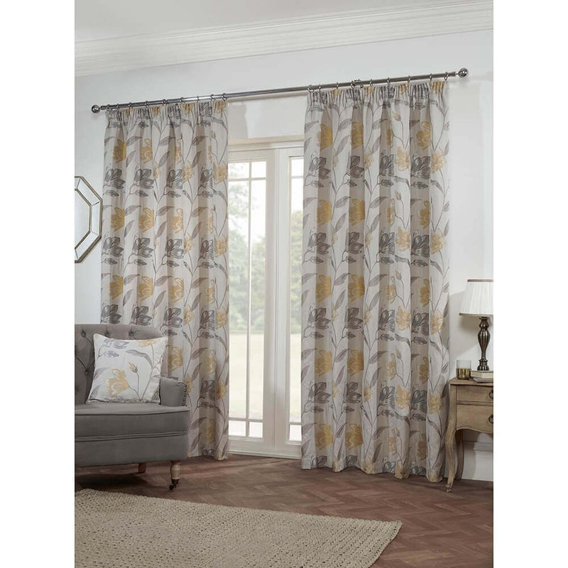 Helena Jacquard Lined Tape Curtains - Silver