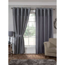 Lewis's Geneva Faux Silk Eyelet Curtains - Charcoal Grey
