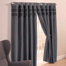 Denver Lined Eyelet Curtains - Charcoal Grey