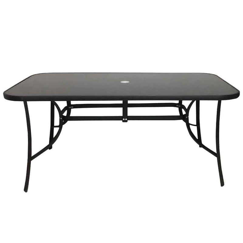 Steel Frame Black Tempered Glass Table