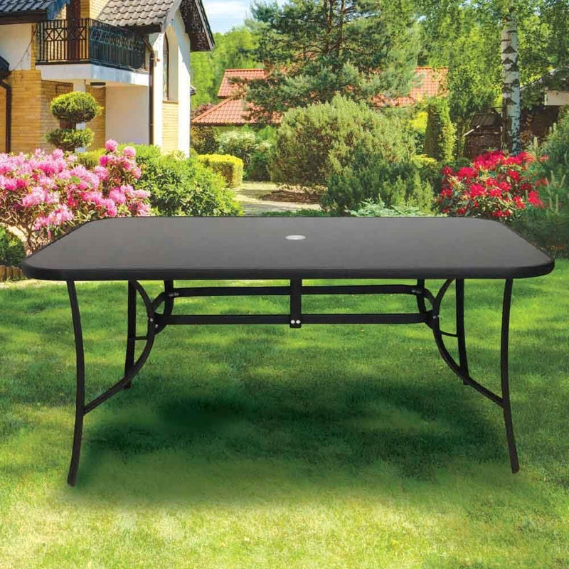 Steel Frame Black Tempered Glass Table