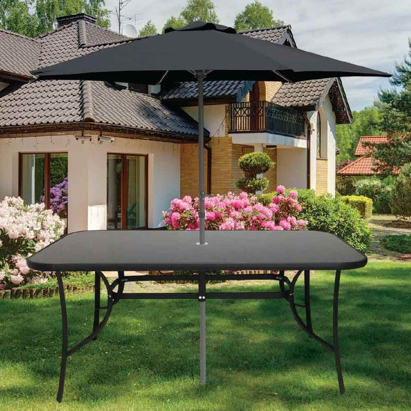 Steel Frame Black Tempered Glass Table