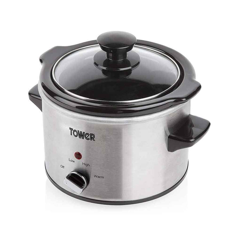 Tower 1.5L Stainless Steel Slow Cooker - Silver