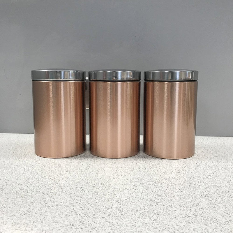 Lewis's Set of 3 Copper Finish Canisters