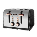 Tower Linear 4 Slice Rib Toaster - Black/Rose Gold