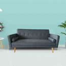 Grey Fabric Modern Sofa Bed Fold Out Away Guest Sofabed With 2 Cushions