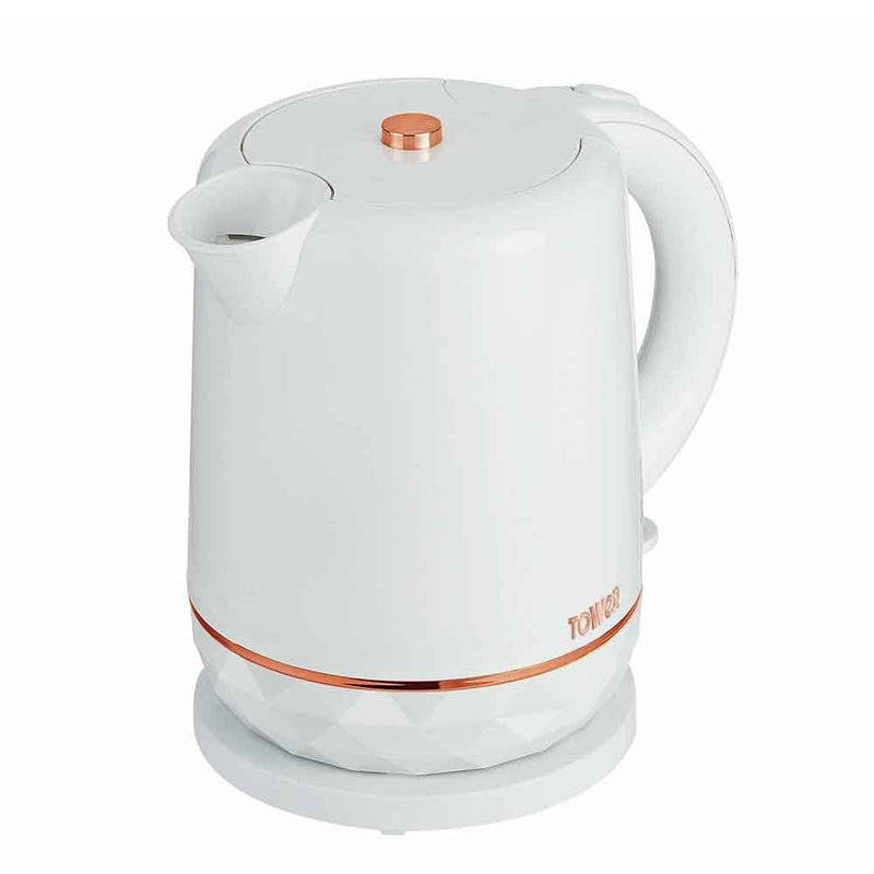 Tower Rose Gold Edition Plastic 1.5L 2.2KW Jug Kettle - White/Rose Gold