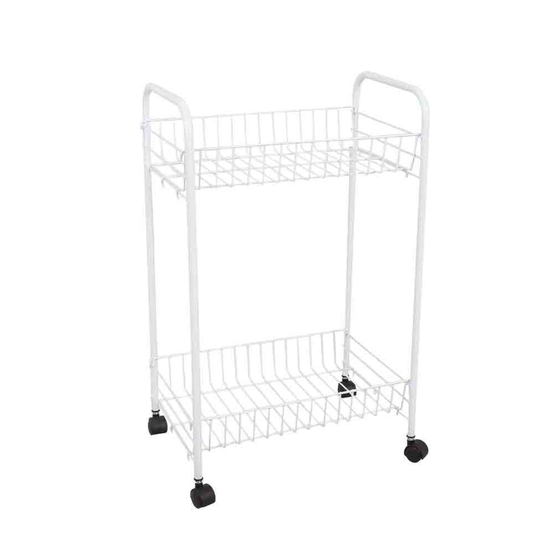 2 Tier White Vegetable Trolley