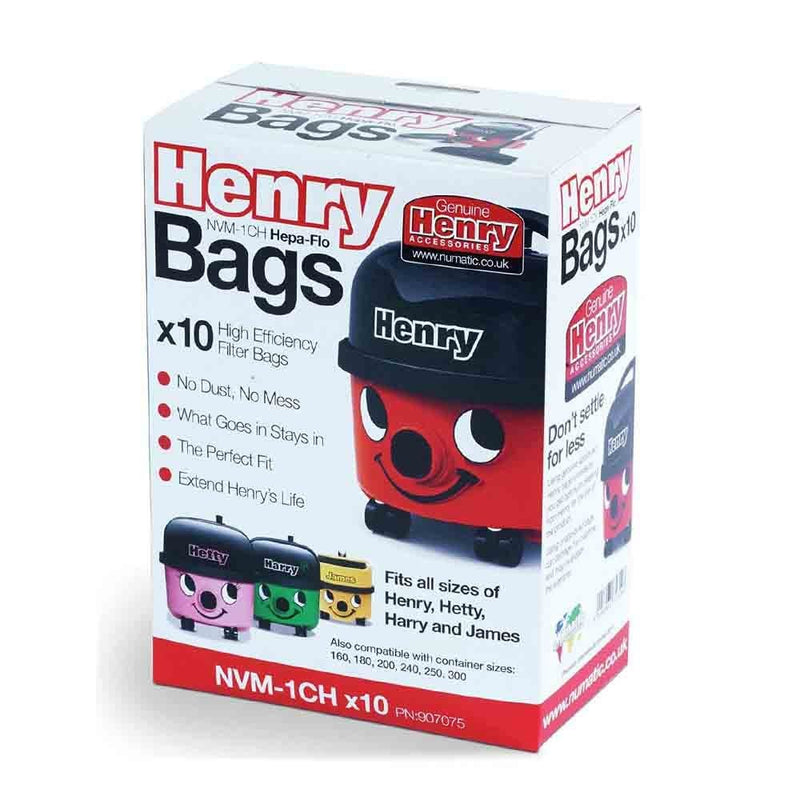 Henry Numatic Pack Of 10 NVM-1CH High Efficiency Filter Hoover Dust Bags