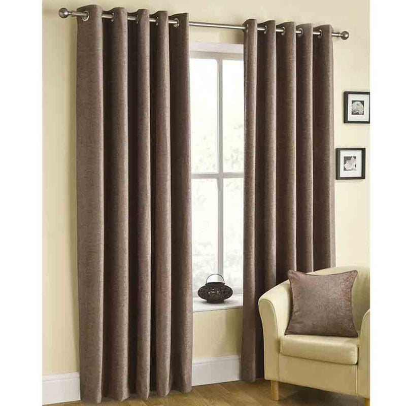 Lewis's Buckingham Chenille Eyelet Curtains - Mink