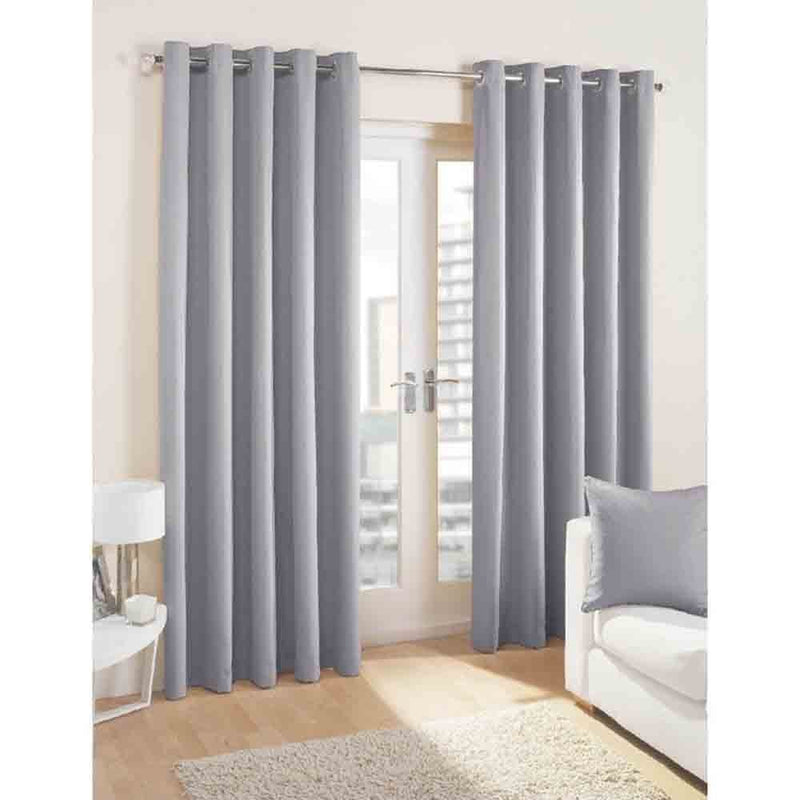 Lewis's Buckingham Chenille Eyelet Curtains - Silver