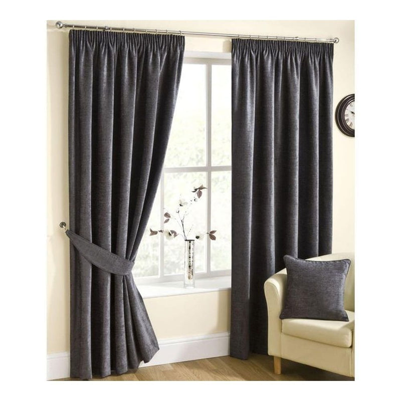Lewis's Buckingham Chenille Tape Curtains - Pewter