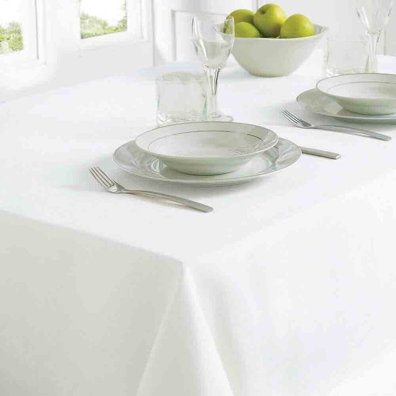 Country Club Linen Look Tablecloth 130x180cm - White