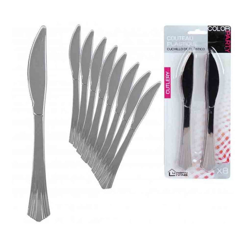 8 Pack Chrome Plated Plastic Knives