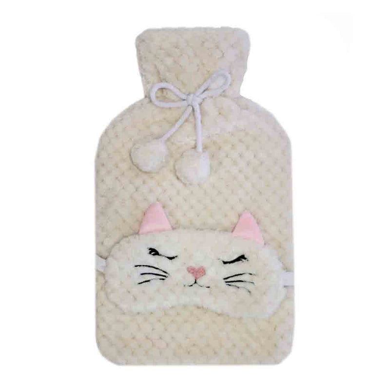 Cat Hot Water Bottle and Eye Mask Set