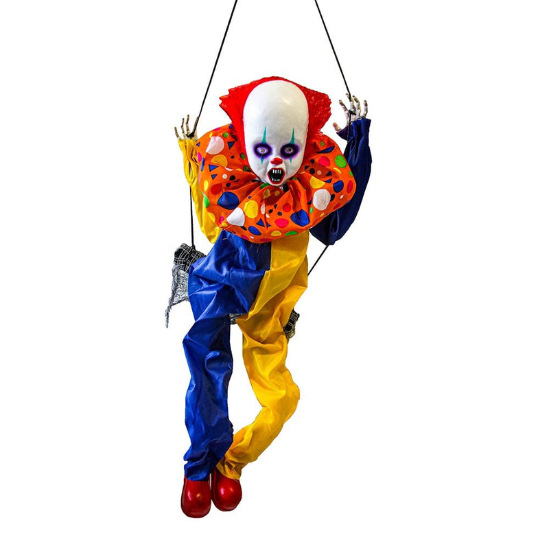 Skeleton Clown on the swing, Hanging figure for horror gardens