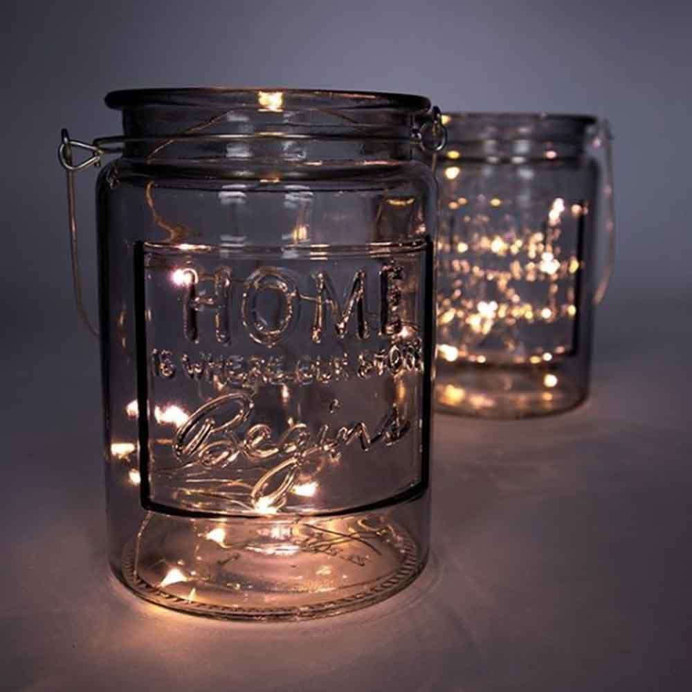 Set of 2 LED Glass Jars