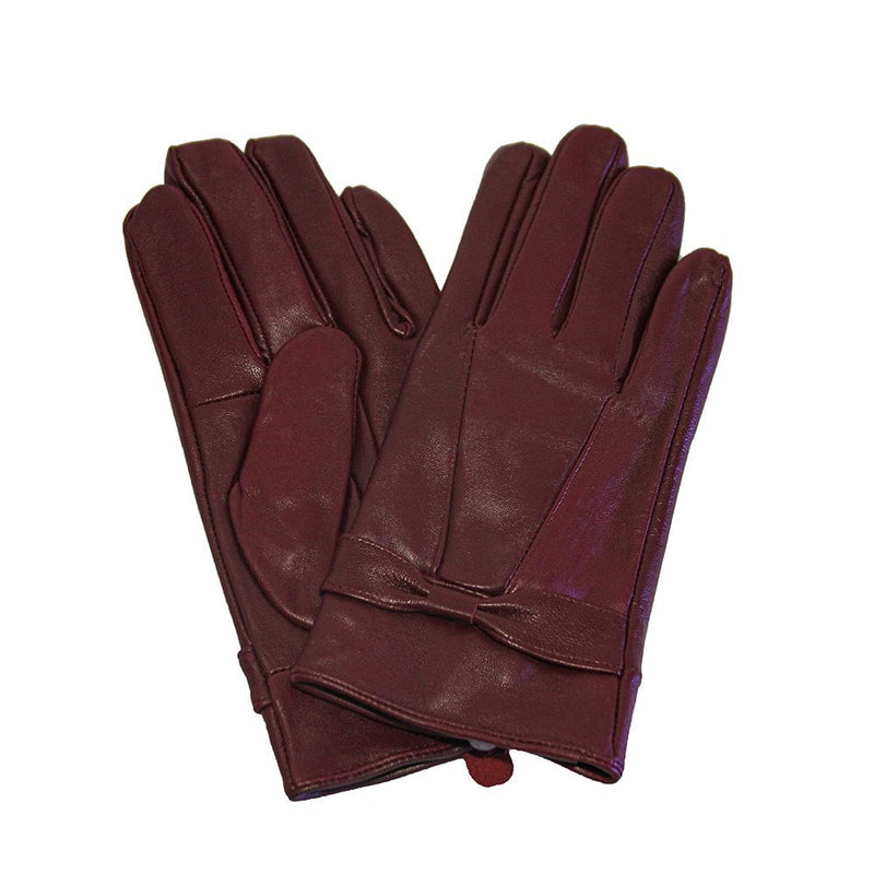 Ladies Leather Gloves - Burgundy