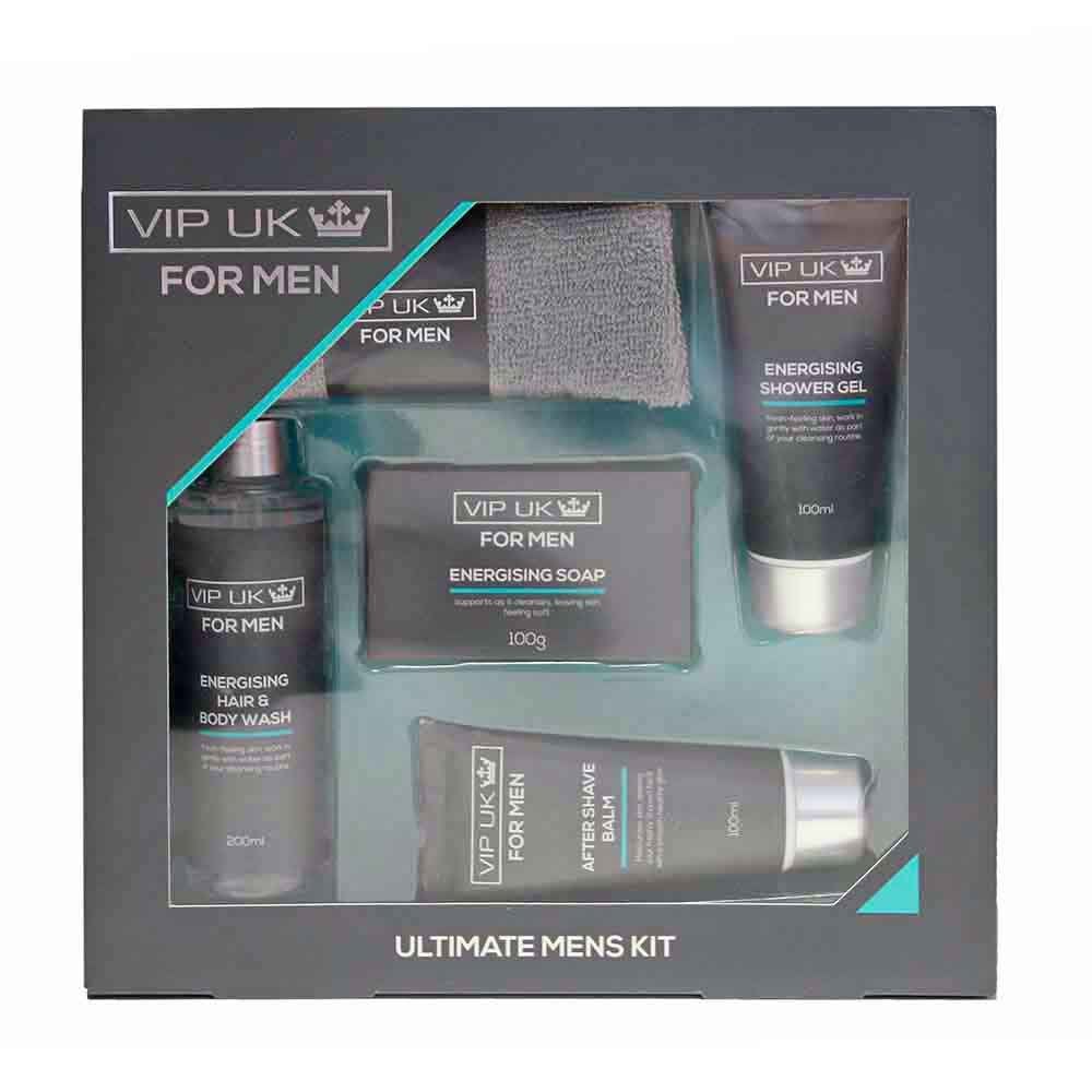 Ultimate Shower Gel Hair Body Wash Soap Aftershave Balm Flannel Kit