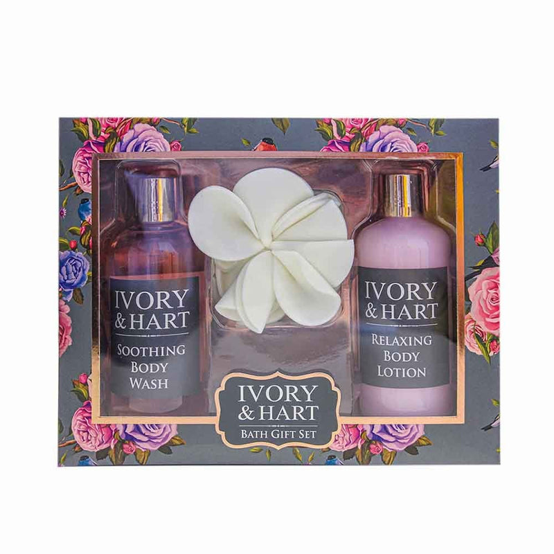 Ivory & Hart Midnight Rose Bath Body Wash Lotion Shower Sponge Women's Gift Set