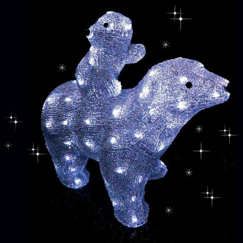 Christmas Sparkle Acrylic Polar Bear & Cub 50cm with 80 White LEDs