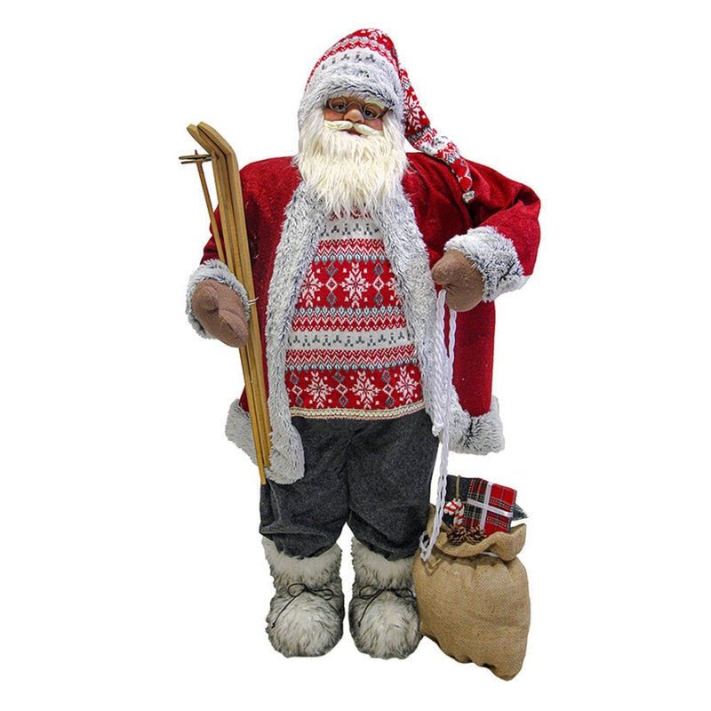 Red Traditional Standing Santa Claus | Father Christmas Novelty Grotto Decoration | Comes in 4 Sizes (Red, 80cm)
