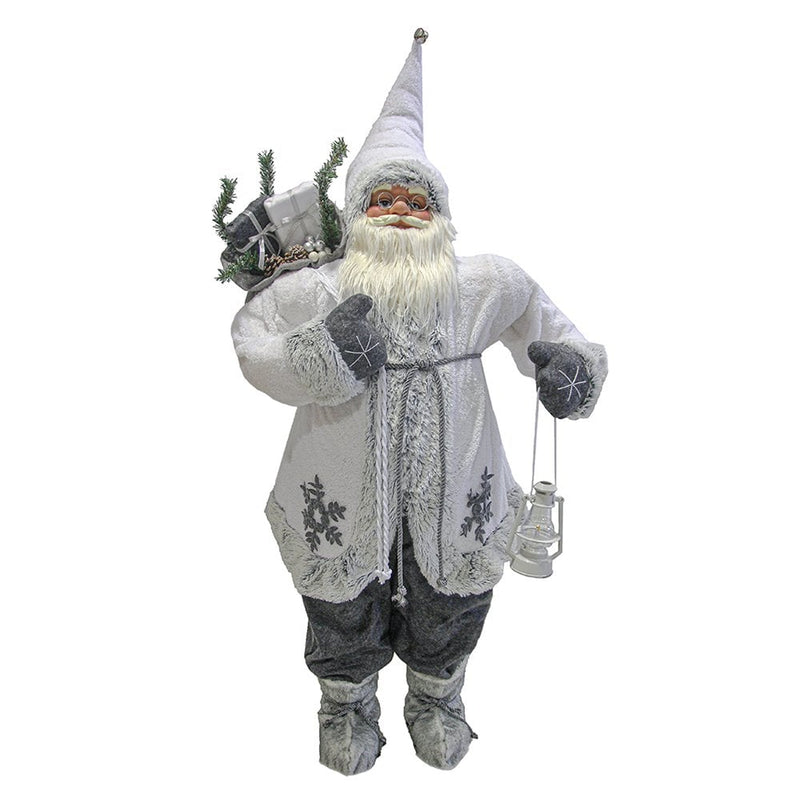 Red Traditional Standing Santa Claus | Father Christmas Novelty Grotto Decoration | Comes in 4 Sizes (Grey, 80cm)