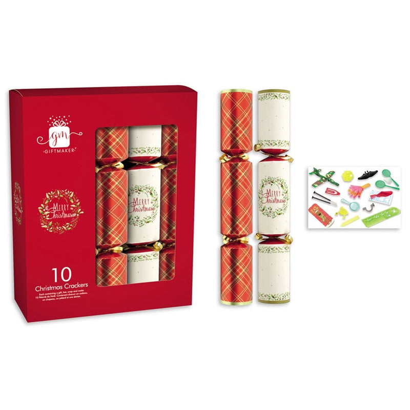 10 Traditional Red Christmas Crackers