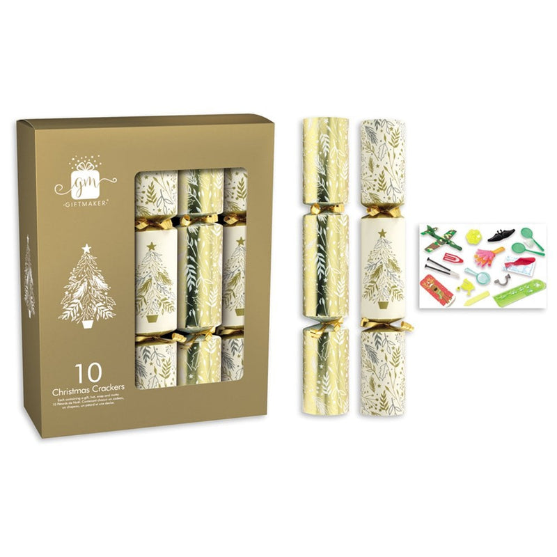 10 Traditional Gold Christmas Crackers
