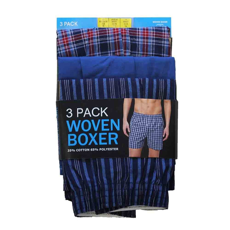 3PK Woven Boxers - Blue